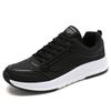 Foreign trade autumn and winter sports shoes men's black leather waterproof and lightweight shock-absorbing running shoes casual soft-soled travel sh