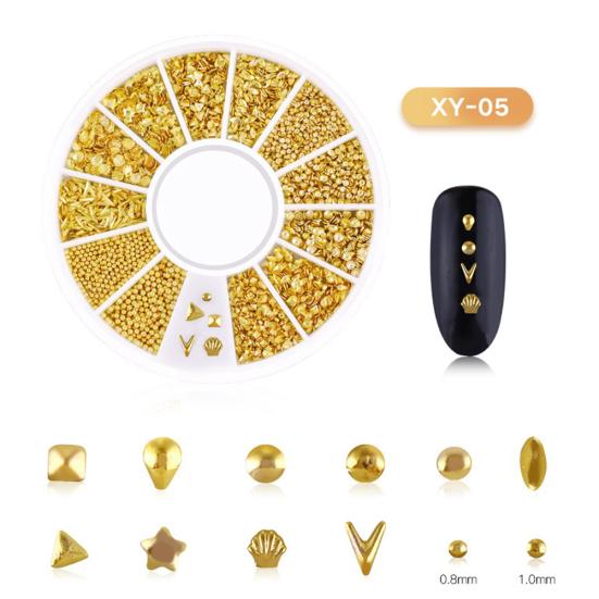 3D Metallic Metal Rivet Heart Moon Star Nail Tips Decorations Manicure Tools