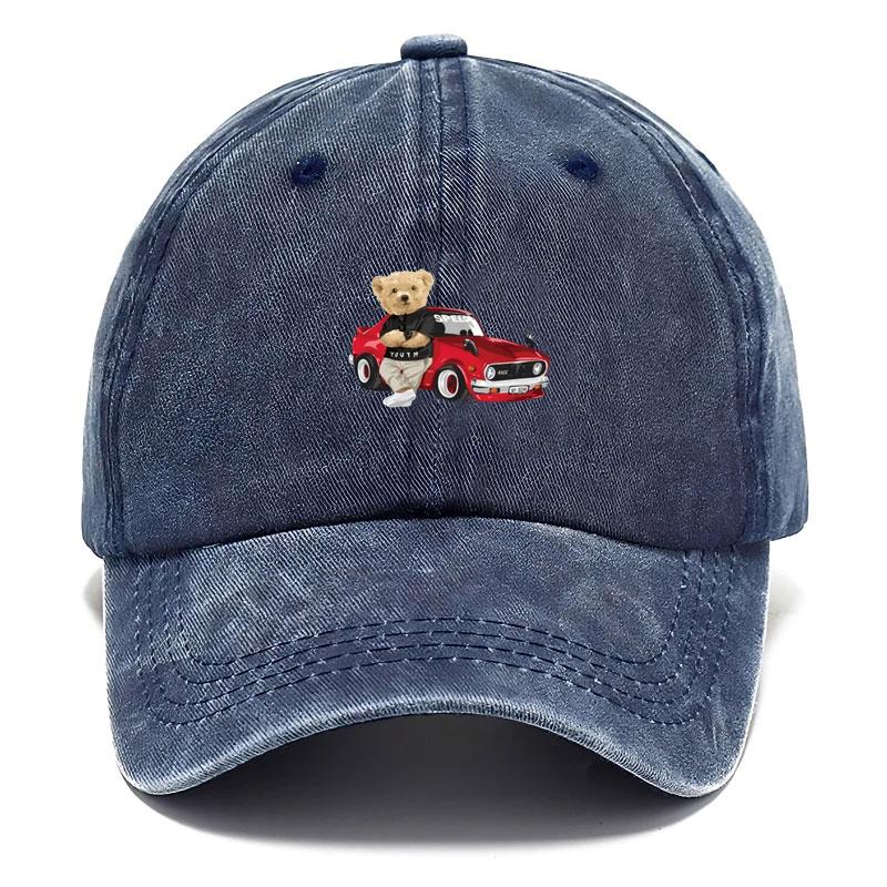Fashionable Trendy Pattern Bear Teddy Men Cap Baseball Cotton Washed Vintage Customize Hats Dad Cap Adjustable Casual Daily Driving Hat