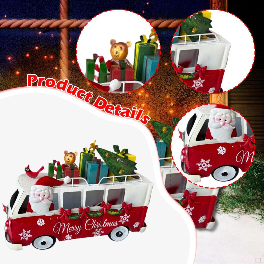 Santa Claus Gift Bus Figurine Desktop Decoration Collectible Fine Craftsmanship Craft Ornament