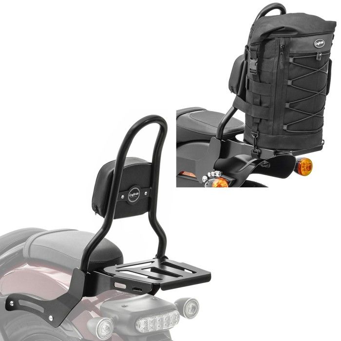 Sissy Bar Fast Rider-M mit Gepäckträger + Sissy Bar Tasche