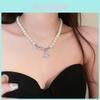 Baroque Zircon Pearl Necklace With Simple Titanium Pendant For Elegant Women
