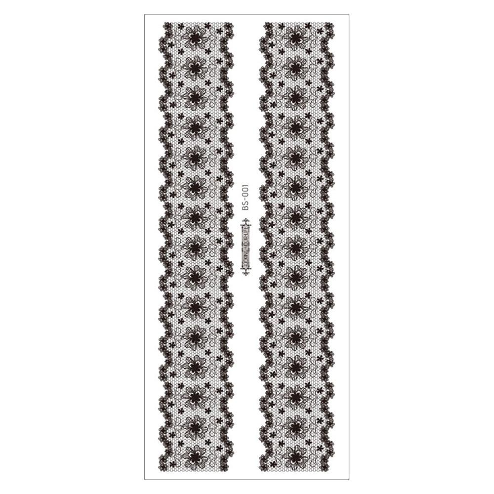 Waterproof Black Lace Thigh Garter Henna Temporary Tattoo Stickers