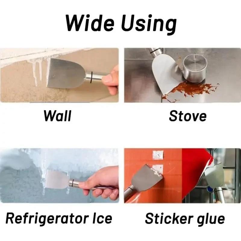 Stainless Steel Multi-Purpose Scraper Spatula - For Tile, Floor, Glass Deglue & Kitchen Refrigerator Cleaning Tools