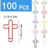 100 Pcs Colored Cross Paper Clips Assorted Colorful Coated Paperclips for Christian Journaling Supplies and Everyday Use