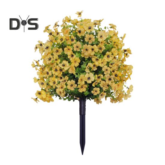 1/2 ks Umělá fialová květina s kolíkem Odolná proti UV záření Faux plastový květinový hrot Vnitřní Venkovní Zahrada Veranda Patio Svatba Party Dekorace