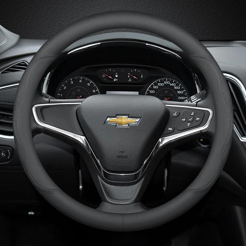 Leather Car Steering Wheel Cover for Chevrolet Chevy Malibu Spark Tracker Cruze Sonic Camaro Equinox Volt Seeker Accessories