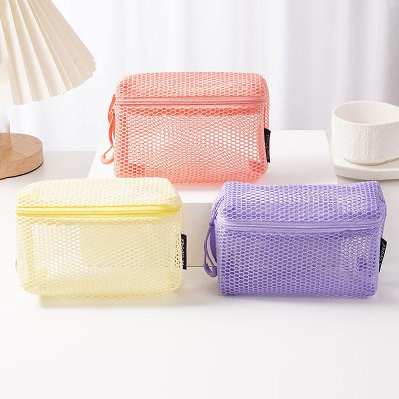 Casual Nylon Storage Pouch Hand-held With Zipper Cosmetic Bag Multipurpose Mesh Pouch Travel