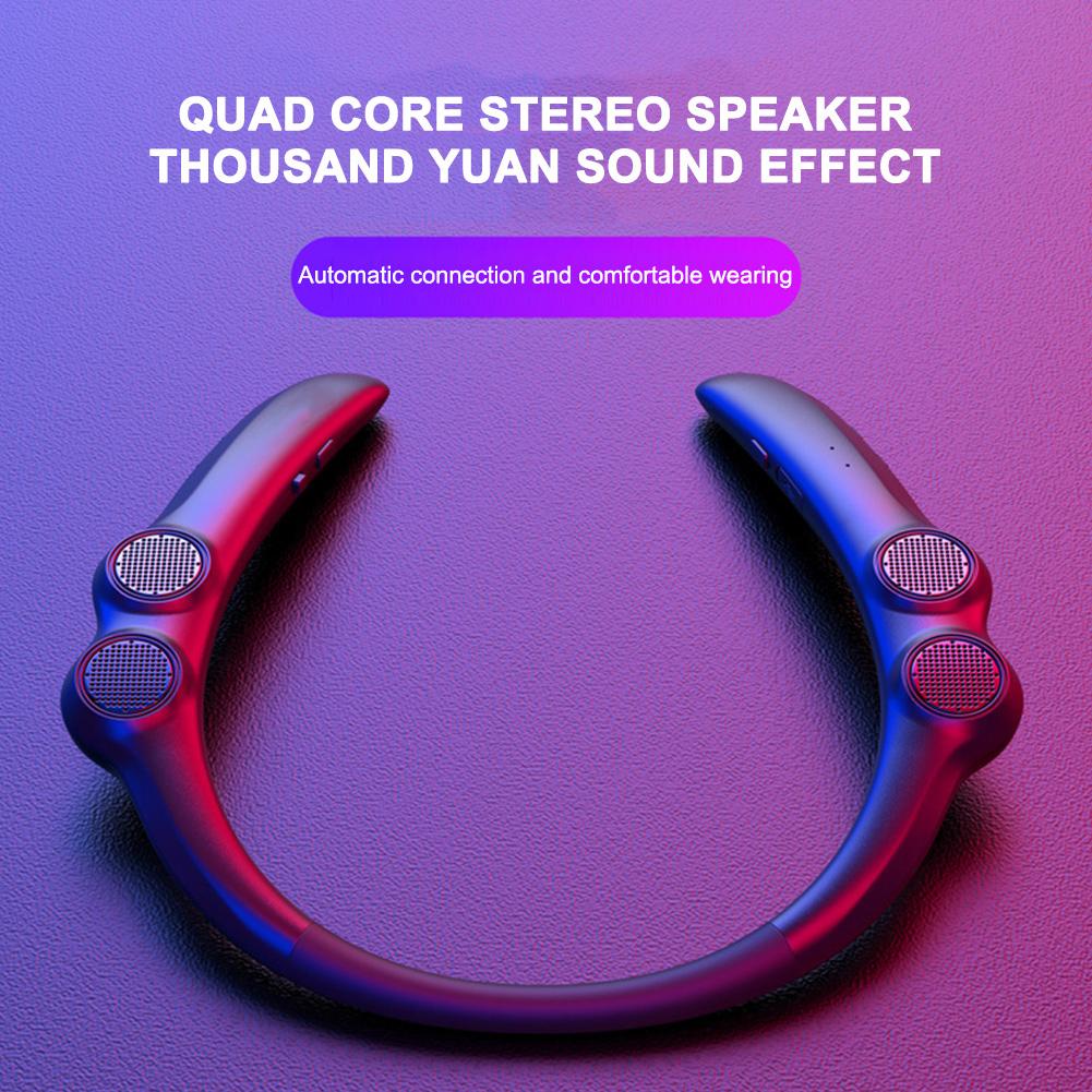 Wearable Bluetooth-compatible Speaker Hang Neck Wireless Stereo Bass Portable Subwoofer Sound Box 4 Speakers for Sports Game