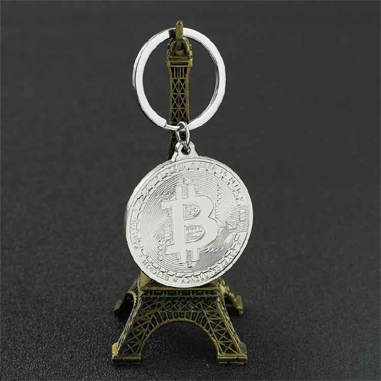 Crypto Collectible Keychain With Bitcoins Motifs Stylish Metal Construction Keyring Pendant For Gifting And Display