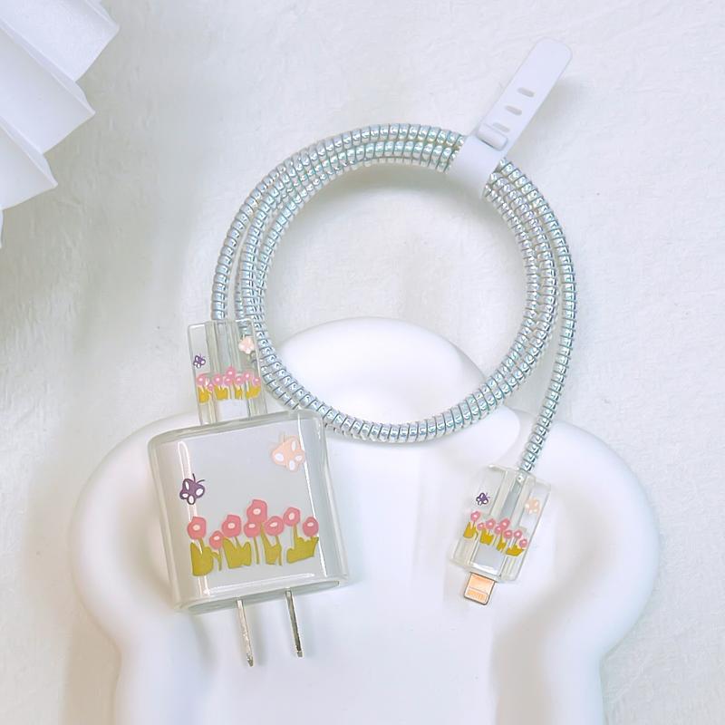 Data Cable Protector Winder Spiral Protective for Apple Iphone 18w 20w Charger Protector Silicone Case Shell Prevent Breakage