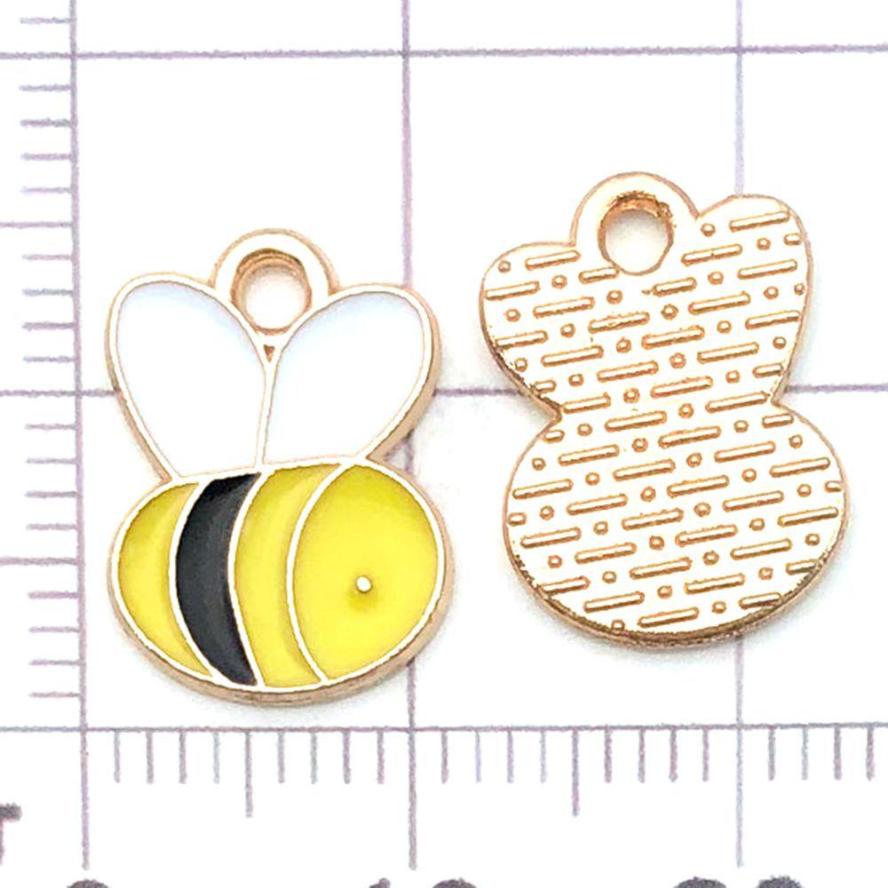 Set of 20 Yellow Enamel Bee and Beehive Pendants for DIY Bracelets and Necklaces