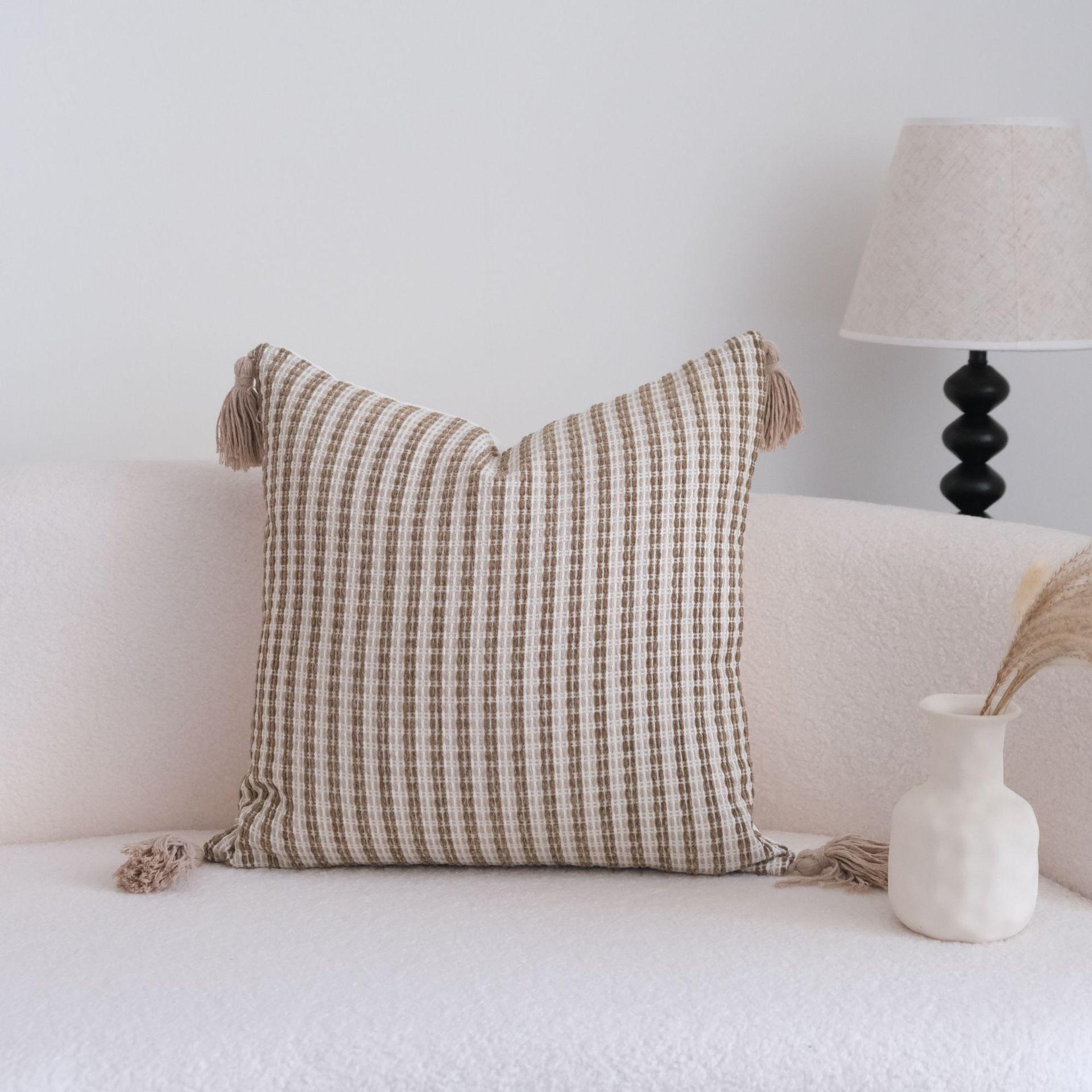 Franse Jacquard Bank Kussenhoes Bruin Met Franjes Decor Kussenhoes Hoofdeinde Kussenhoezen 30x50/45x45/50x50cm 30x50cm