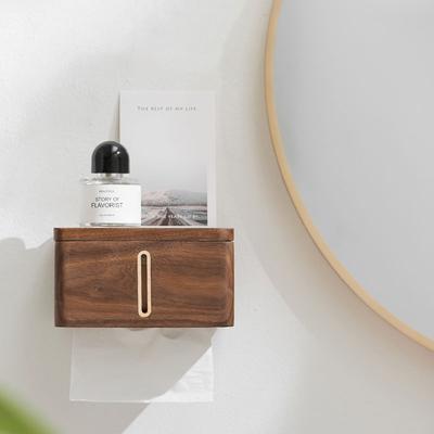 Walnut Bathroom Paper Holder Bathroom Paper Phone Holder with Shelf Tissue Holder Box Rack Toilet Paper Holder