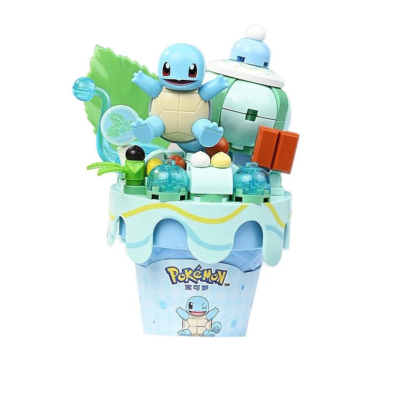 Pokemon Pikachu Squirtle Jigglypuff Ice Cream Building Blocks Desktop Ornaments DIY Toy Holiday Gifts For Kids Collection