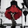 Damen Lolita-Stil Hohe Taille Geraffte Taille Schlepprock Jacquard Bandage Rock Rot Kurzrock