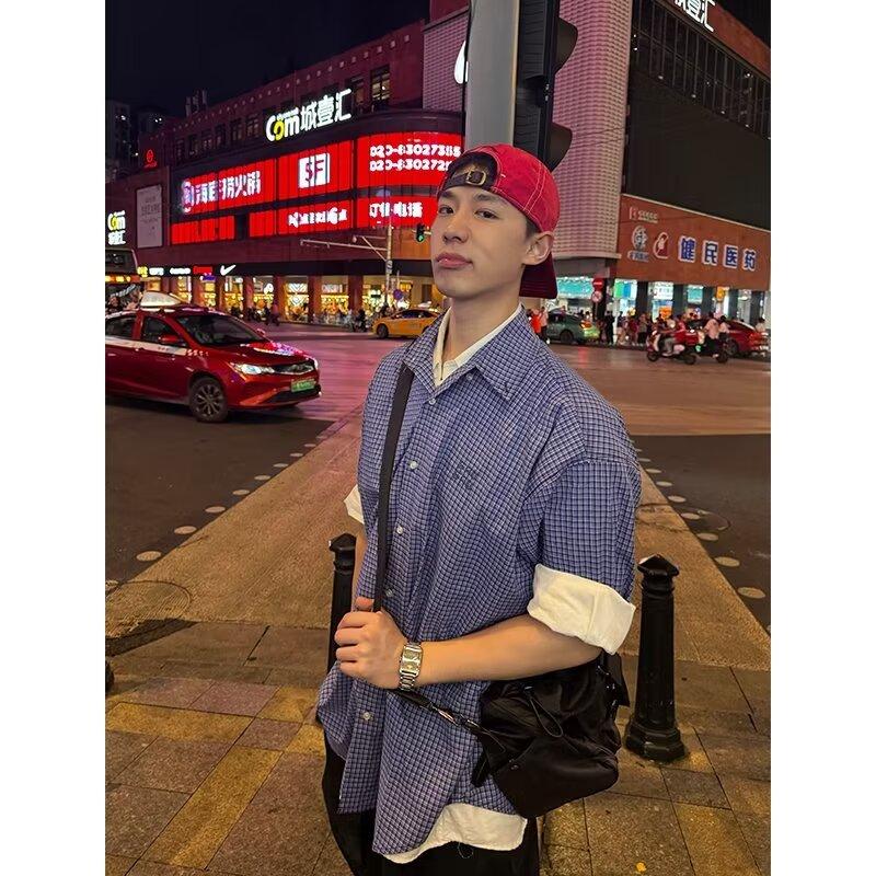 Pánské letní tričko s dlouhým rukávem a logem 2024 v japonském hongkongském stylu, volné, s potiskem, trendy, všestranná ležérní bunda