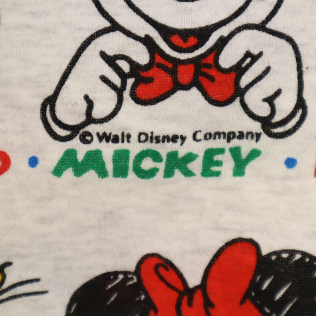 Mickey Family Overall Handle Short Sleeve T-shirt White Gray Women Used