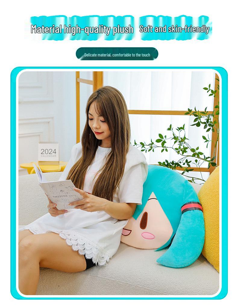 Hatsune Weich Niedlich 2D Großer Kopf Plüschkissen – Zuhause/Büro Nickerchen Rückenlehne & Entzückende Puppe Geschenk Dekoration