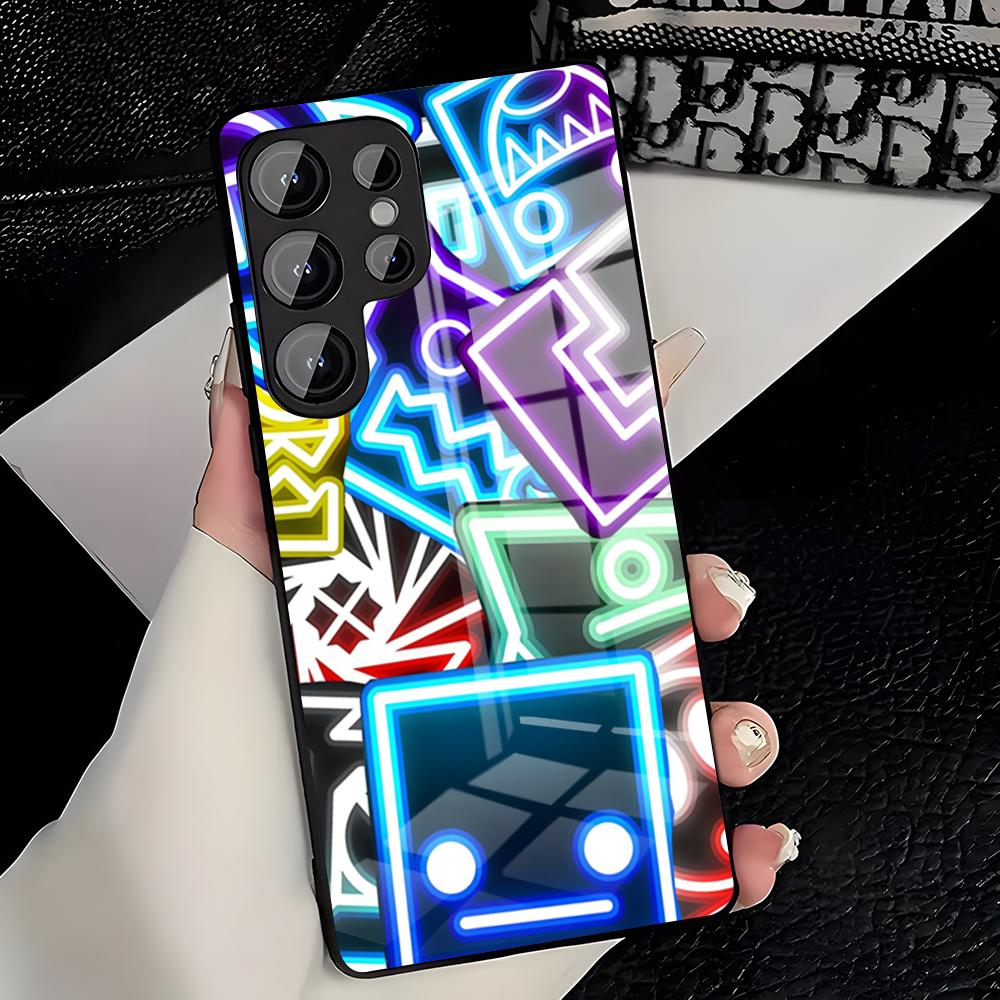 G-Geometry Dash Game Phone Case For Samsung A25 A13 A33 5G A54 A36 A35 A56 A52 A14 Shockproof Glass Cover
