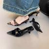 European and American Fashion Leopard Print High-heeled Slippers Women's 2025 New Summer Wear Pointed Sexy Stiletto Open-toed Sandals Women