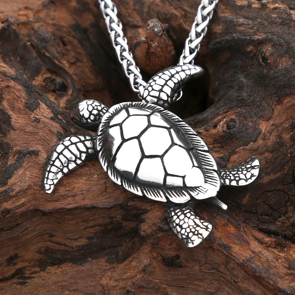 Vintage 316L Stainless Steel Turtle Pendant Necklaces For Men Women Gothic Fashion Punk Cute Animal Biker Jewelry Gift