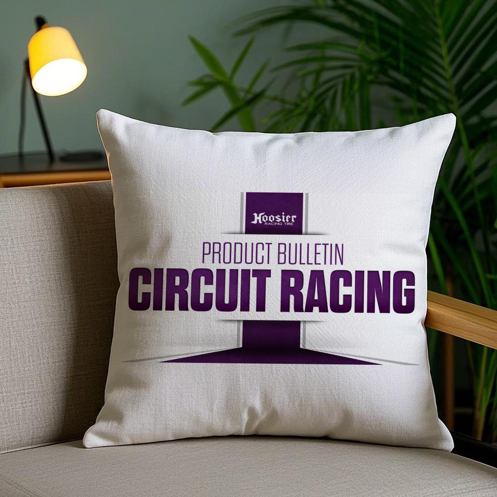 H-Hoosier Racing Cushion Cover Plush Fabric Soft Double-Sided Printed Invisible Zipper Sofa Pillow Case Home Decor