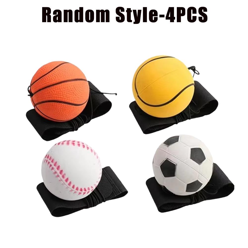 Wrist Return Ball Elasticity Rubber Ball For Wrist Exercise Hand Strengthening Outdoor Indoor Bouncy Ball Wristband Kids Toys