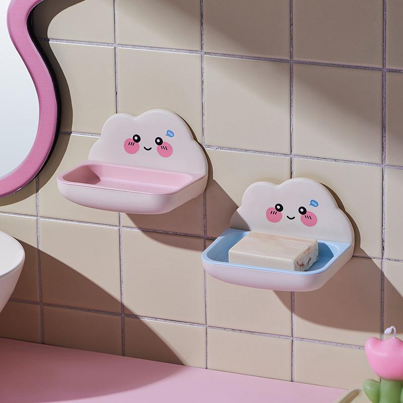 Kreative Wolkenform Seifenbox Entwässernd Rutschfest Seifenschale Wandmontiertes Badezimmerzubehör Niedlicher Seifenhalter für Zuhause Bad