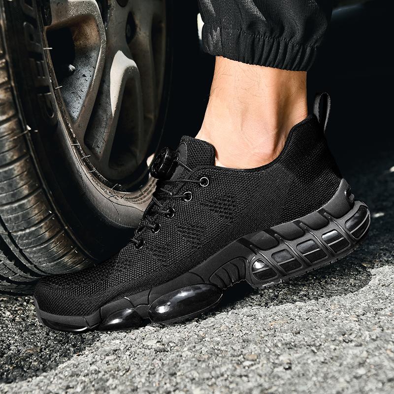The New Breathable Woven Mesh Labor Protection Sports Work Shoes for Men Are Anti-crushing and Anti-piercing Steel Toe