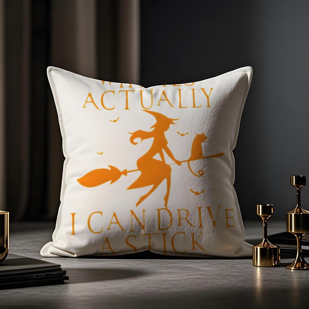 Halloween Prints Cushion Cover Anti-dustmite Pillowcase Invisible Zipper Silky Short Plush Sofa Cushion Cover