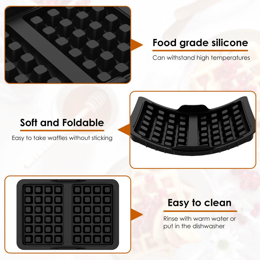 2pcs Silicone Waffle Insert for Ninja AF300EU AF400EU Belgian Waffle Mold Air Fryer Accessories Non Stick Silicone Waffle Liner