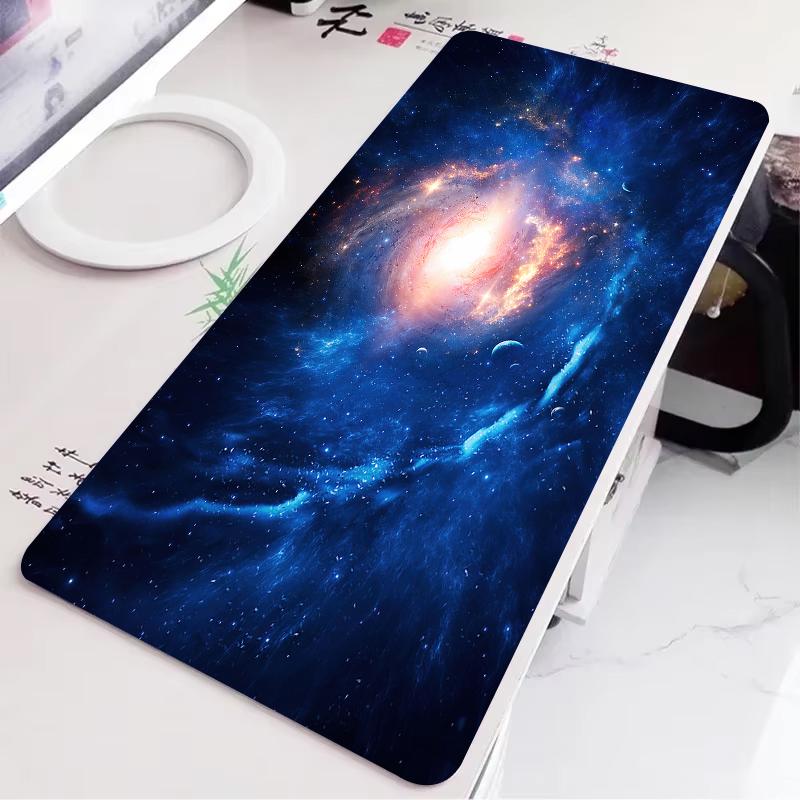 Purple Blue Galaxy Planet Large Gaming Mouse Pad Outer Space Nebula Starry Sky Nonslip Extended Keyboard Desk Mat