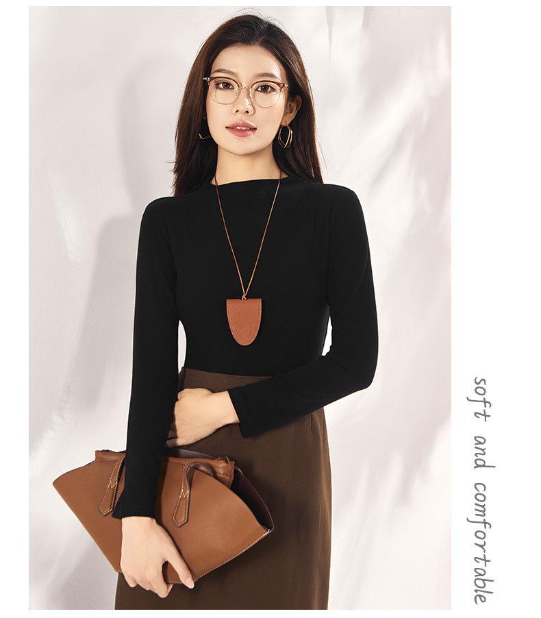 Women's Slim-Fit Tencel Wool Knitted Long Sleeve High Neck Shirt