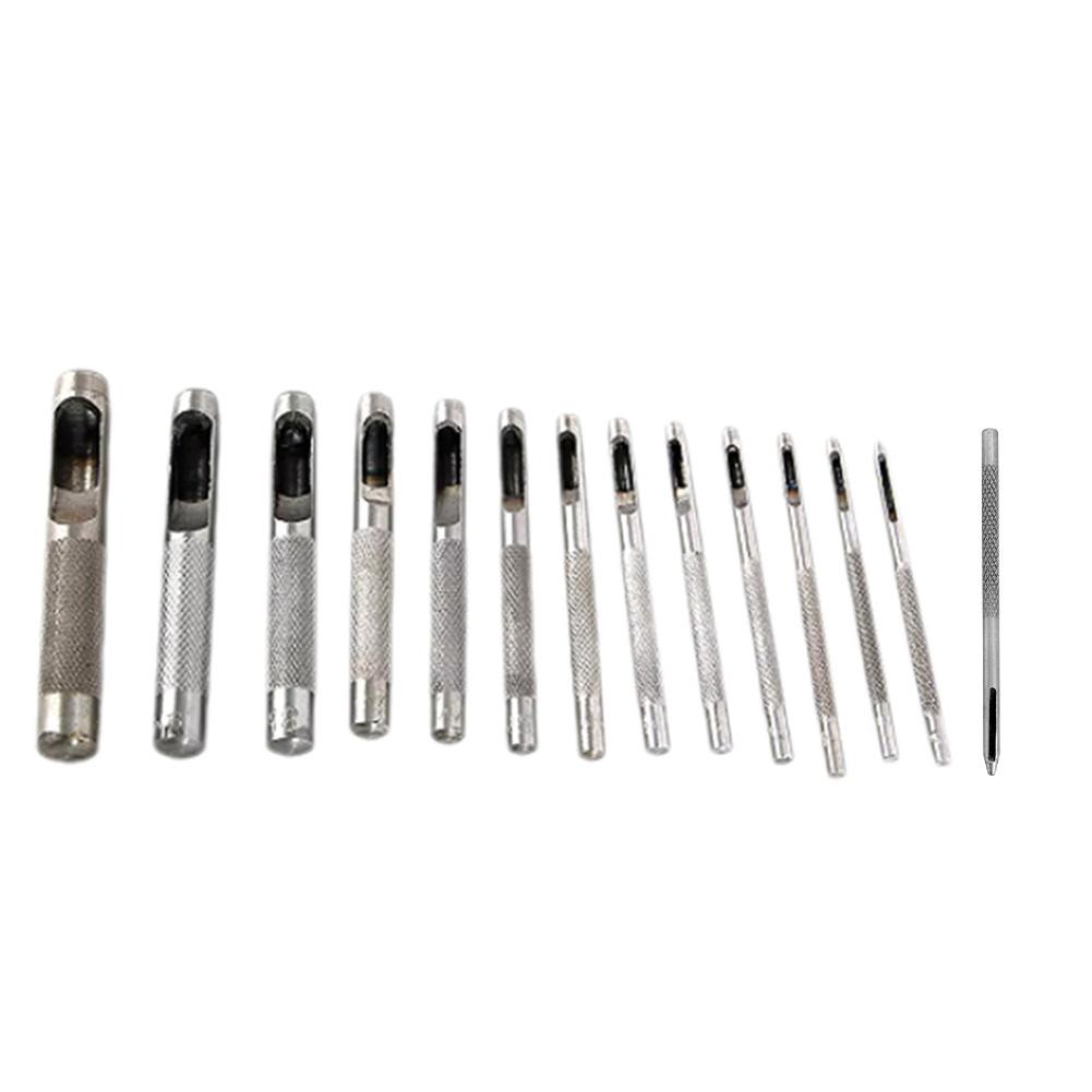 14pcs Leather Hole Punch Punching Tools Leather Hollow Round Drilling Puncher Kit  1-10mm Punching For Clothing Belt Canvas