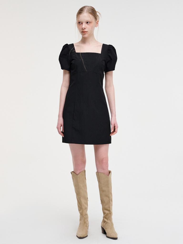 Etmont Square Puff Mini Dress, Black
