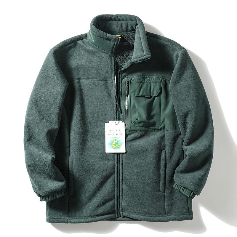 Extra Thick Berber Fleece Coat Men's Winter Thickened Polar Fleece Cardigan Sweatshirt Export Men's Clothing Fleece Sweater Liner Jacket