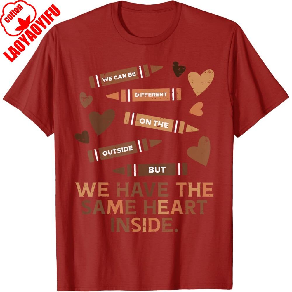 Same Heart Black History Month African American Men TShirt Shortsleeve Tops Creative Tees Oversized Clothes Harajuku Tops