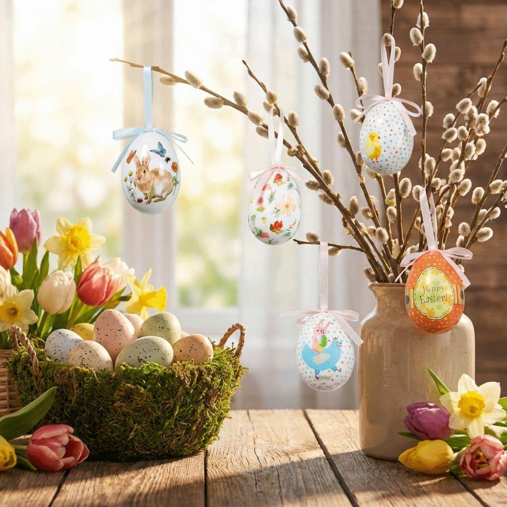 DIY Craft Easter Eggs Pendant Painted Easter Egg Props Foam Easter Eggs  Window Door Garden