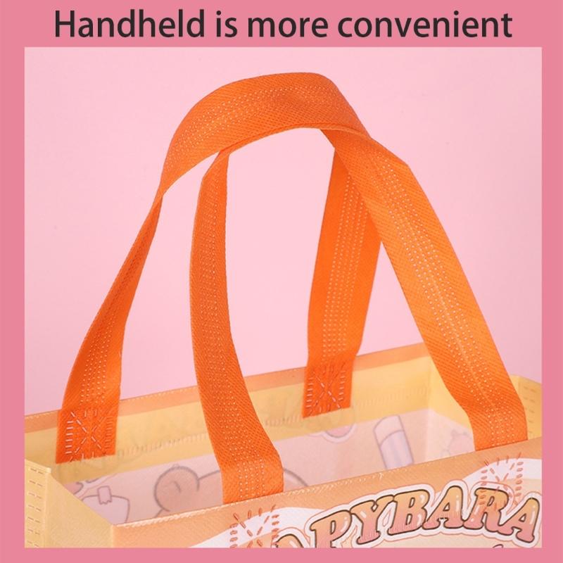 Cartoon Shopping Bag 9x9x4Inch Nonwoven Fabric Bags with Handle Carring Bag For Wedding Bridal Showers Retail Packaging