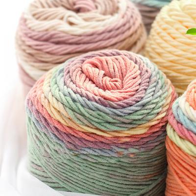 2 Pcs Rainbow Cotton Yarn Segment Dyeing 100g/Ball 5 Strands Of Thick Wool Line DIY Knitting Crochet Sweater Scarf Blanket
