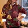 Women's Casual Fashion Plus Velvet Thickened Christmas Print Hooded Sweatshirt