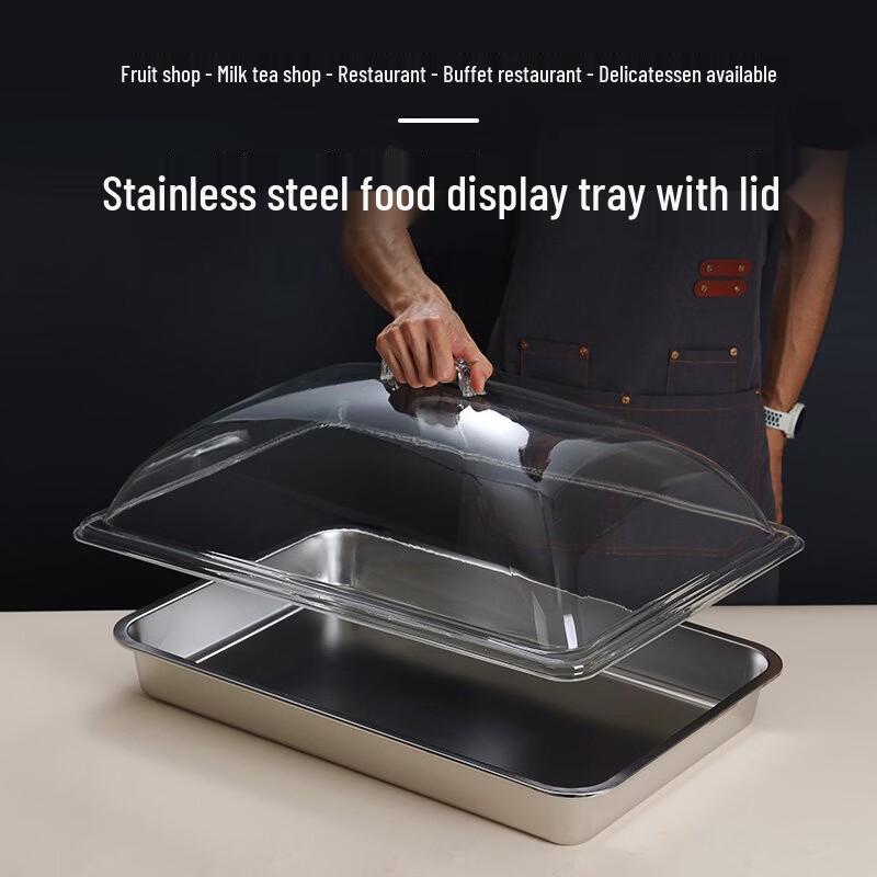 Stainless Steel Food Display Tray with Clear Lid