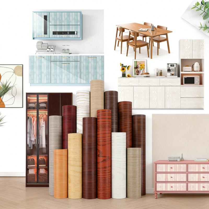 40cm*3m Self-Adhesive Wood Grain Wallpaper Peel and Stick Removable Waterproof Wall Sticker for Cabinet Table Desk Renovation Background Decor