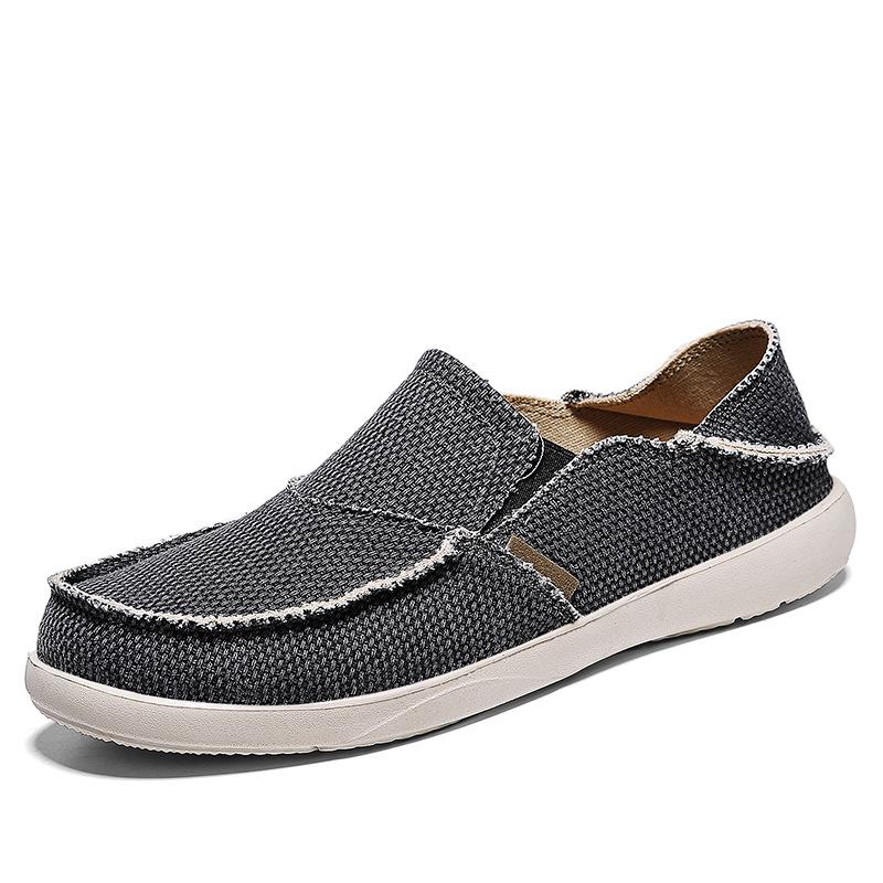 Men's Casual Lightweight Breathable Slip-On Canvas Loafers with Elastic Band