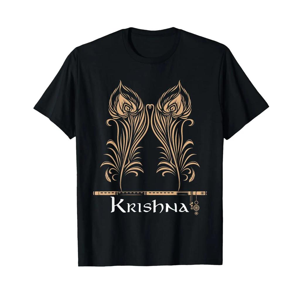 T Shirt for Hindus Hinduism Diwali Festival Gods Lord Krishna Vintage Washed Graphic Top For Everyday Wear Stretched Streetwear