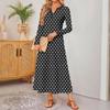 Women Polka Dot Printed Long-sleeved Comfortable Loose Dress, Elegant Dress
