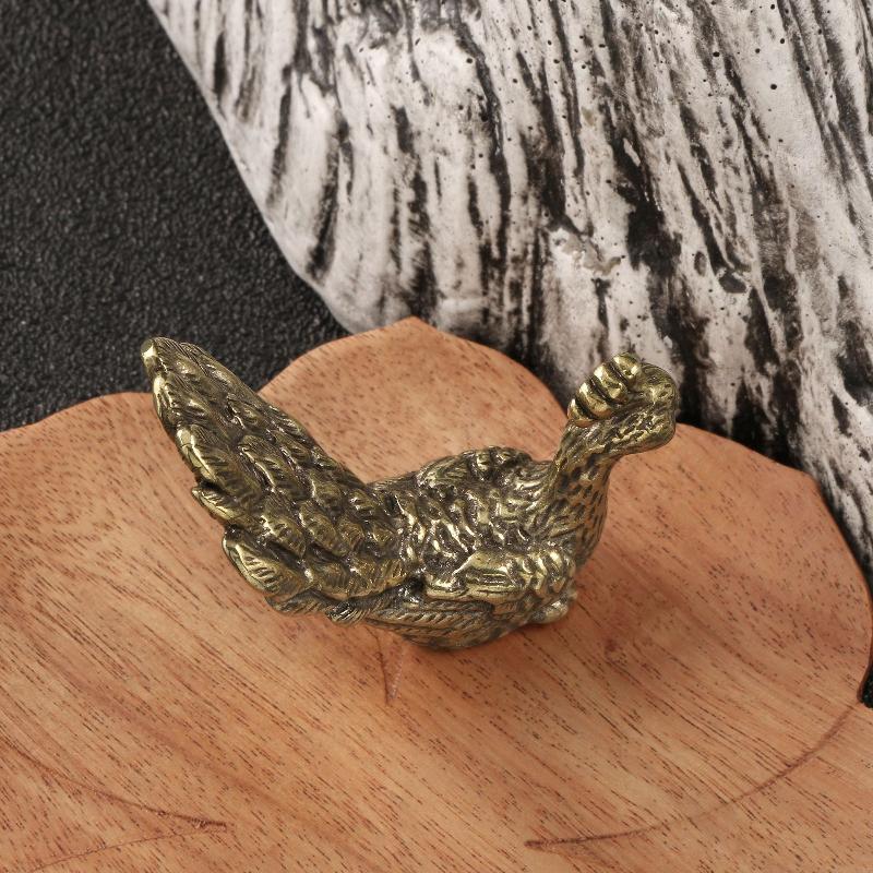 Classic Brass Peacock Figurine, Vintage Animal Miniature, Decorative Element for Home and Desk