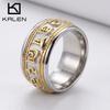 Casual Men's Stainless Steel Rings Sanskrit Rune Inspired Vintage Ring Court Finger Ornaments Fashion Jewelry Party Gifts