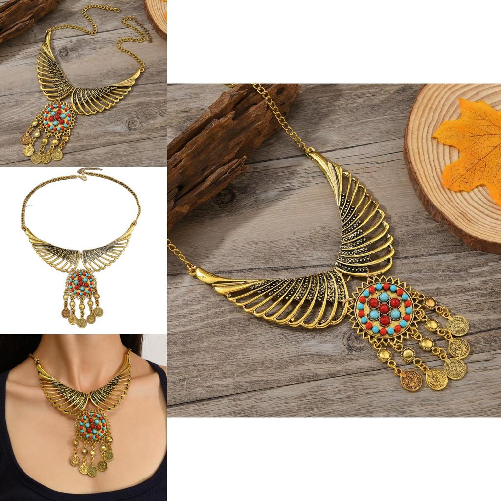 Inspired Vintage Ethnic Coin And Tassel Necklace With Wing Design For Daily